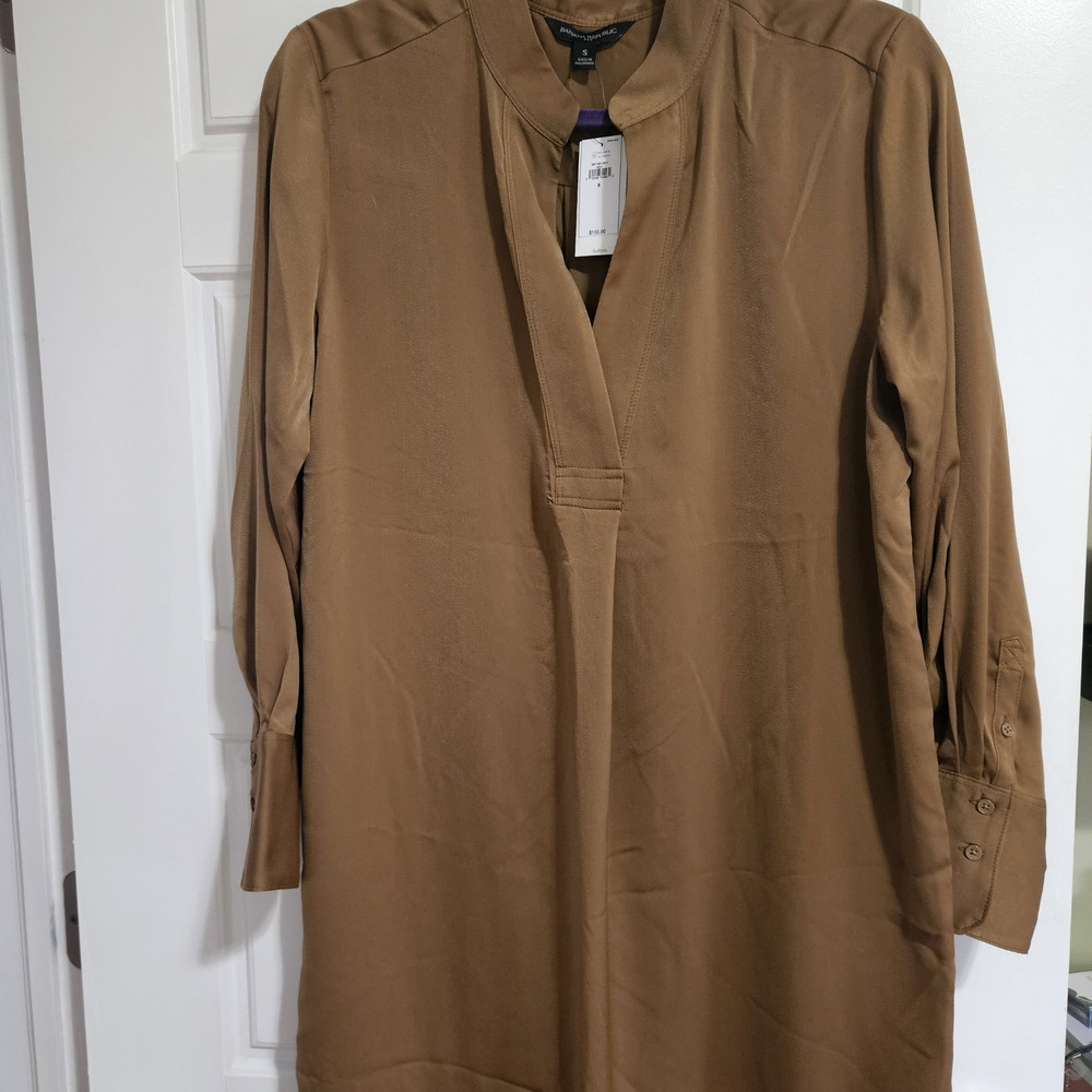 Banana Republic Factory Long Sleeve Shift Dress - Brown